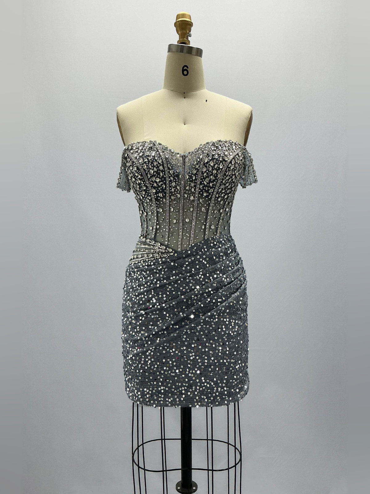 Corset Beaded Scoop Neck Sheath Mini Homecoming Dress for Evening Banquet