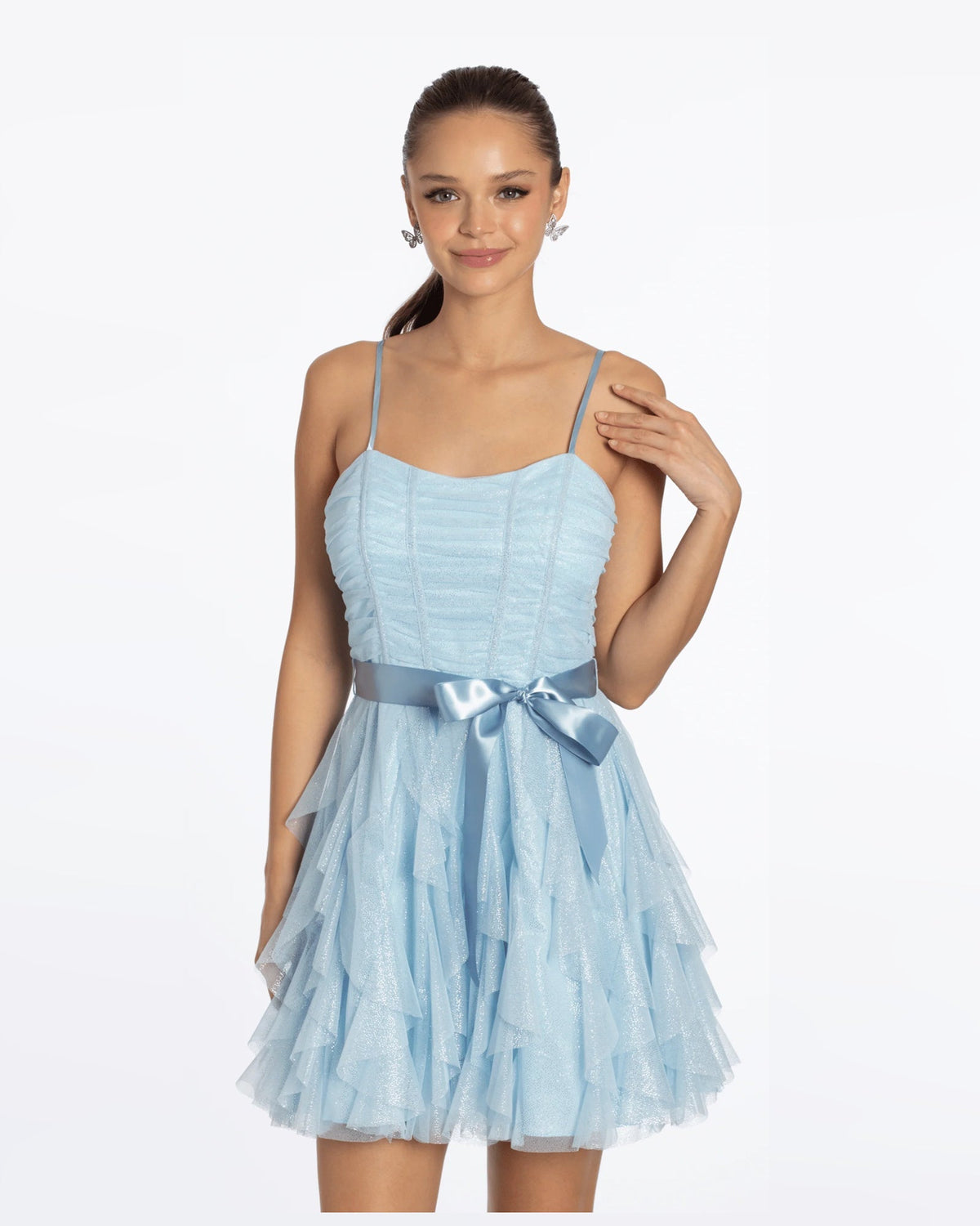 spaghetti strap fit-and-flare maxi homecoming dress - image 6