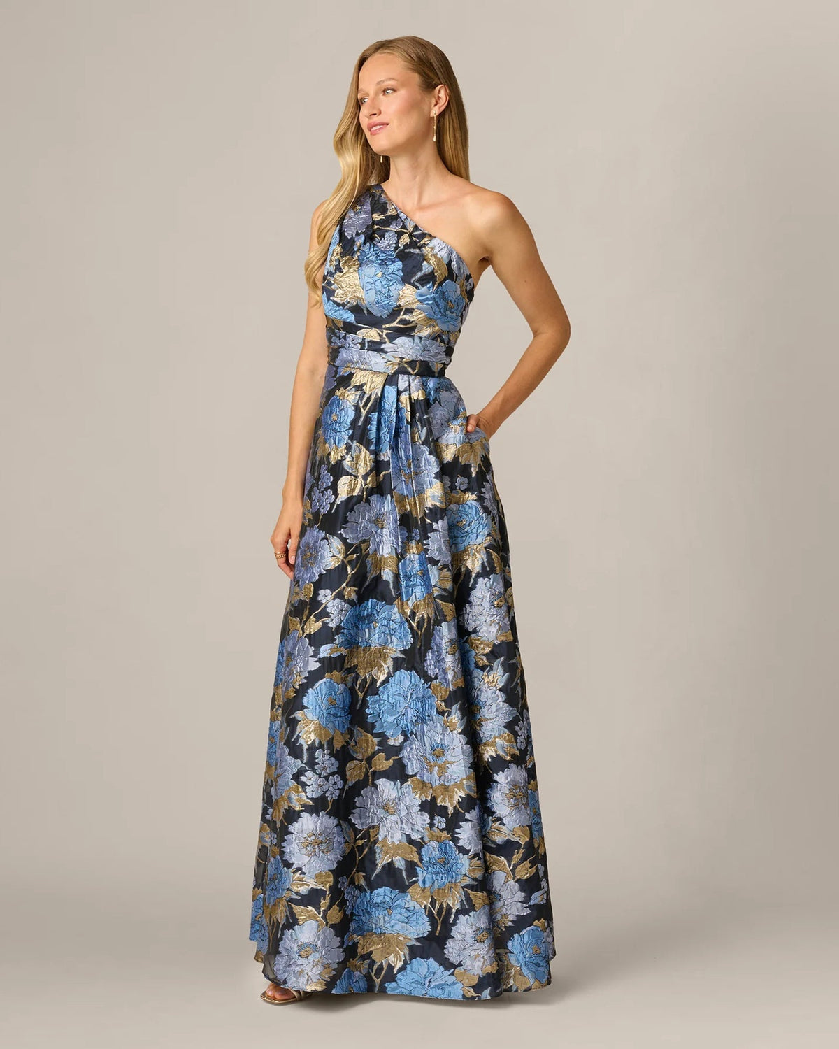 one-shoulder a-line maxi mother of the bride dress - image 8