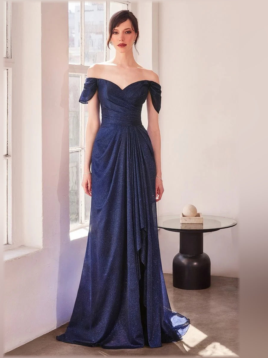 Off-The-Shoulder Ruching Sheath Floor-Length Wedding Formal Dress