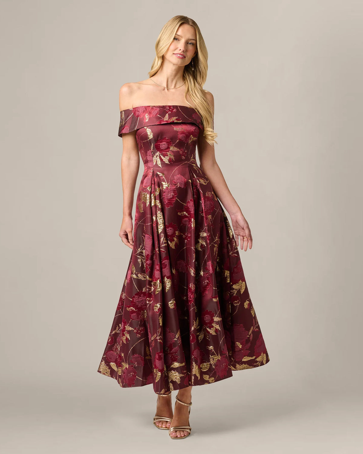 Off-Shoulder A-Line Midi Mother of the Bride Dress for Prom