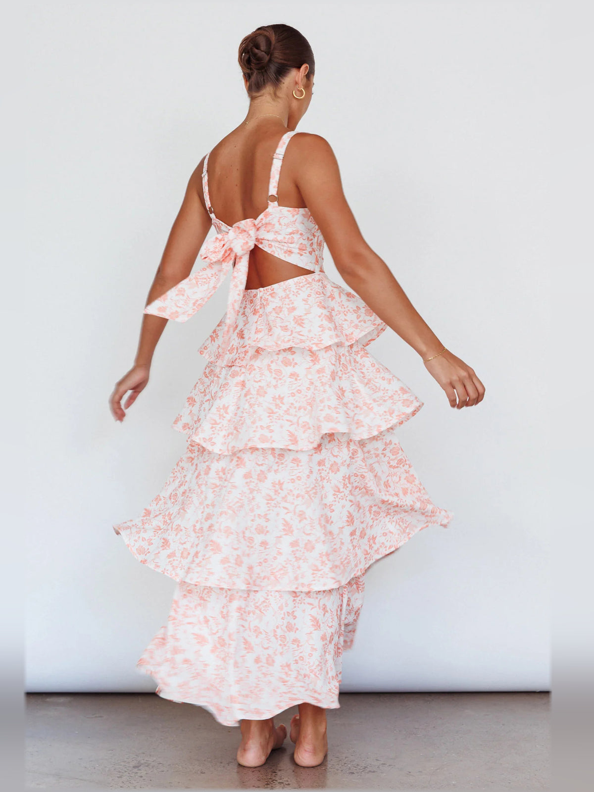 Provence Bloom Tiered Midi Formal Dress
