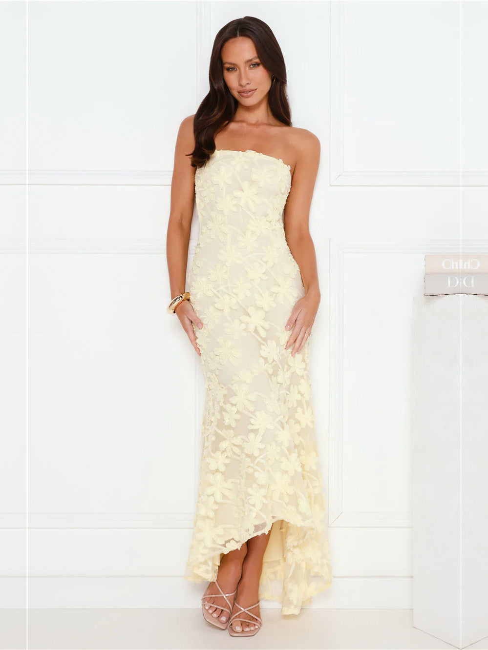 Strapless Slit Sheath Maxi Formal Dress
