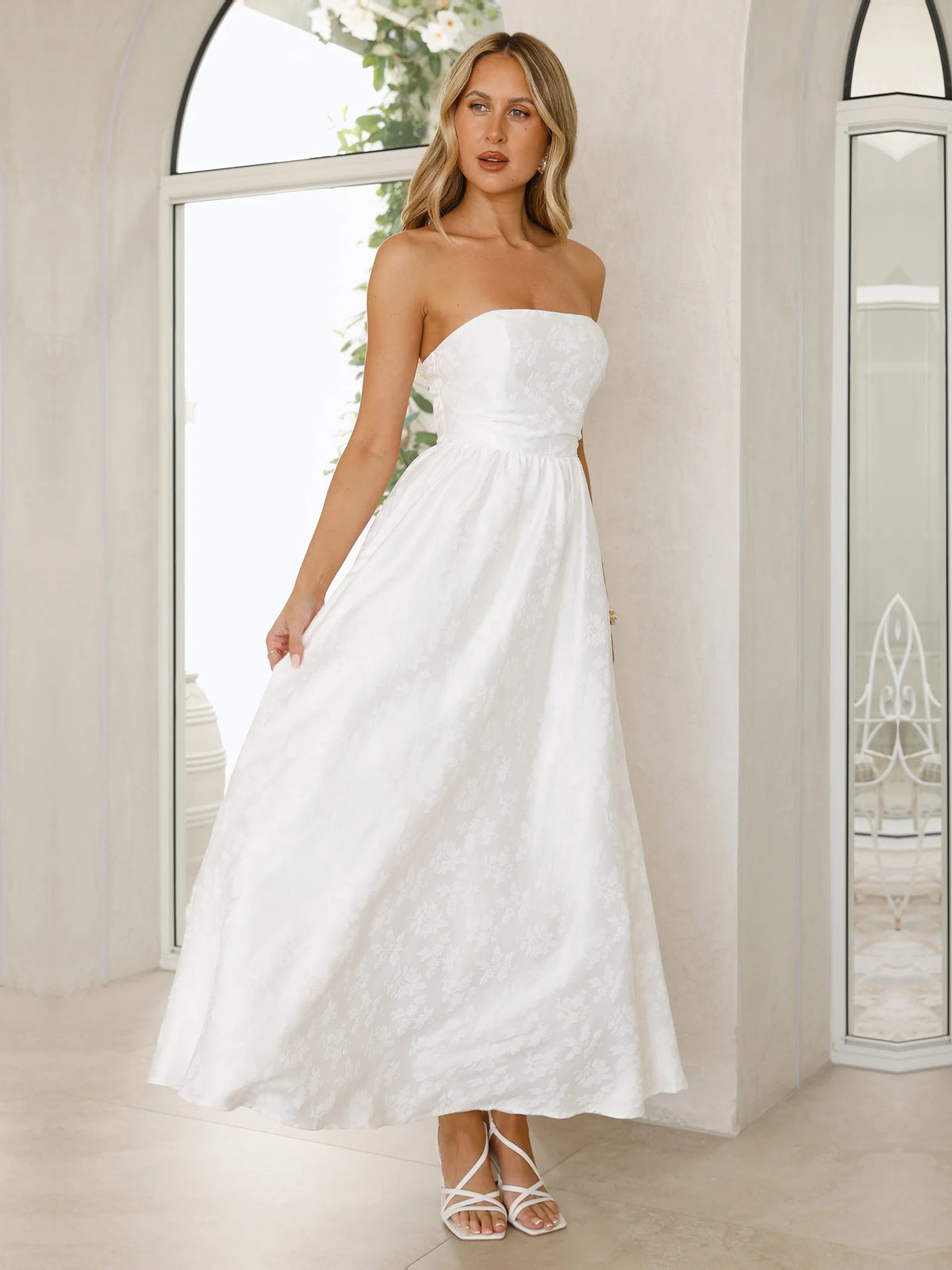 Strapless A-Line Maxi Formal Dress