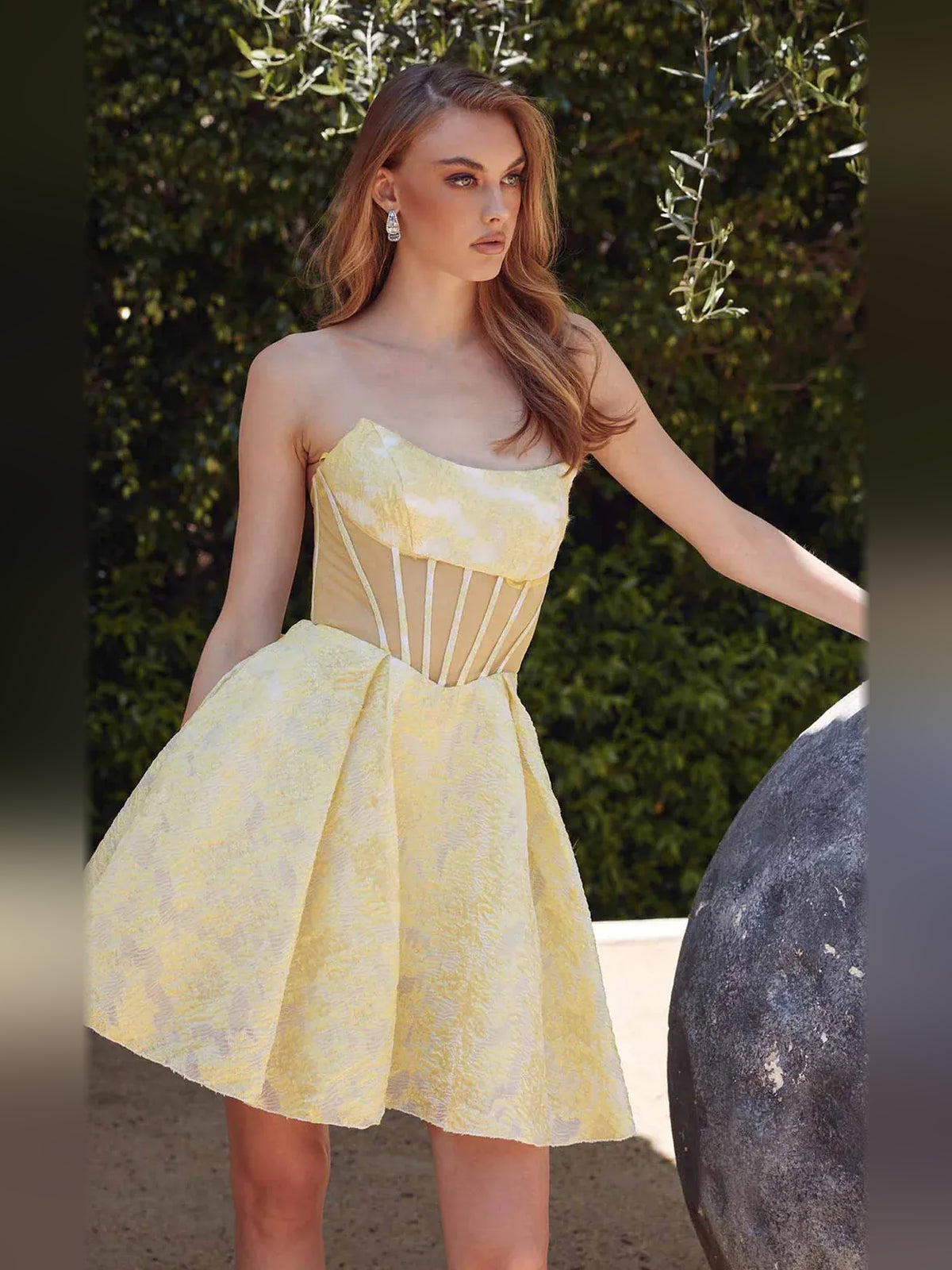 Corset Bow Strapless A-Line Short Homecoming Dress for Tie Wedding