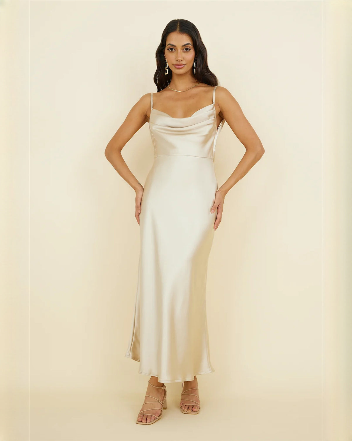 Sleeveless Satin A-Line Maxi Bridesmaid Dress for Seaside Wedding