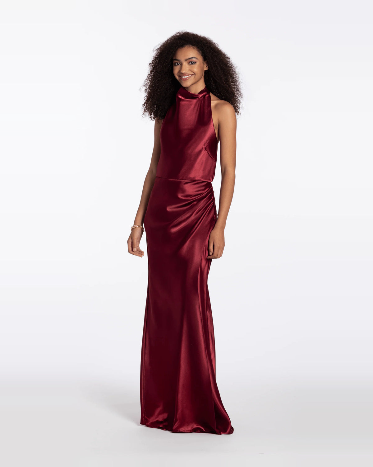 Ruched Side-Slit Cowl Neck Column Maxi Prom Dress for Gala