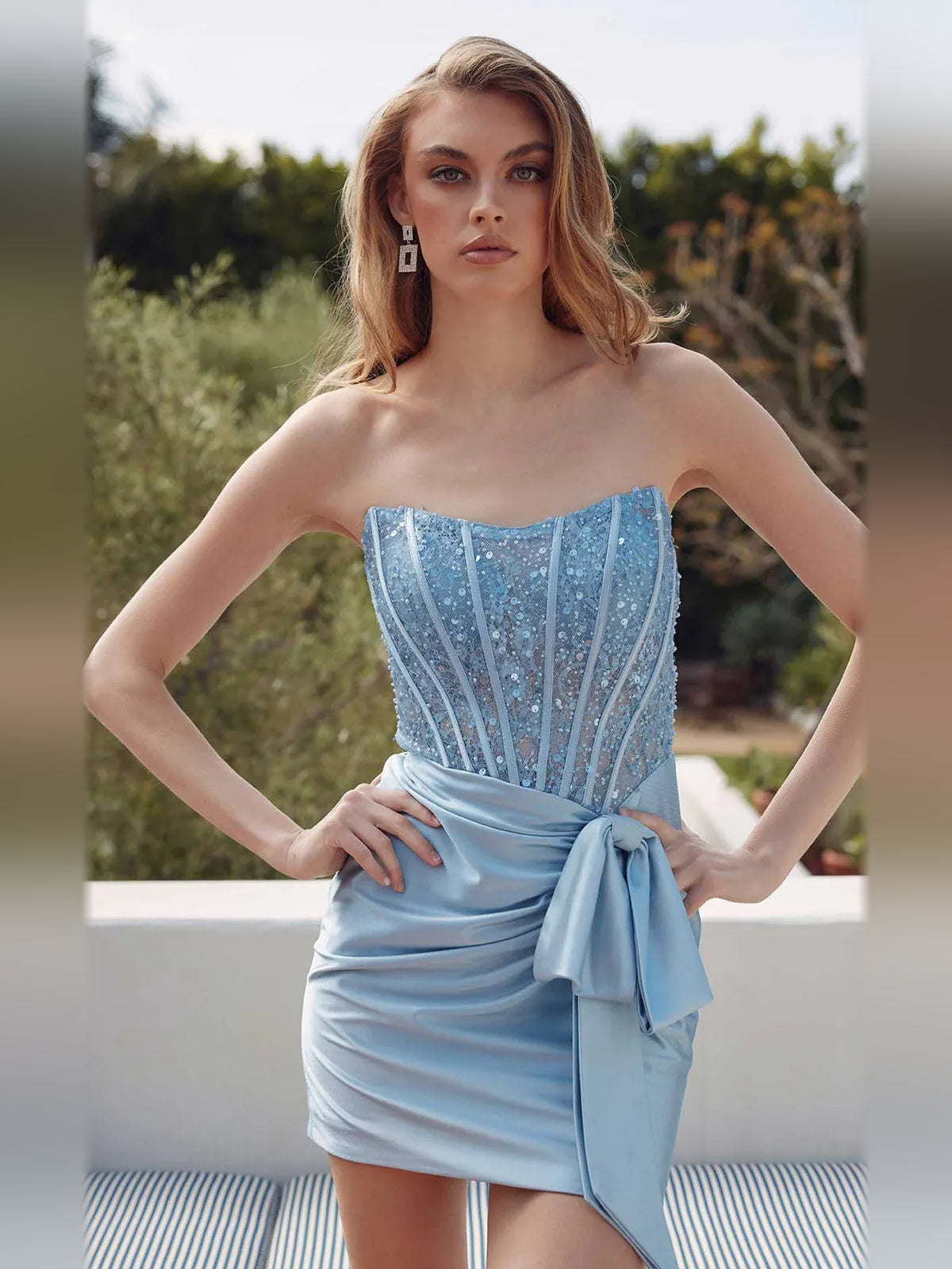 Ruched Draped Strapless Bodycon Mini Satin Homecoming Dress for Hotel Reception