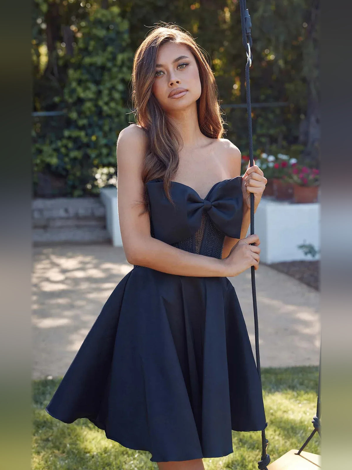 Pleated Corset Strapless A-Line Mini Satin Homecoming Dress for Banquet Dinner