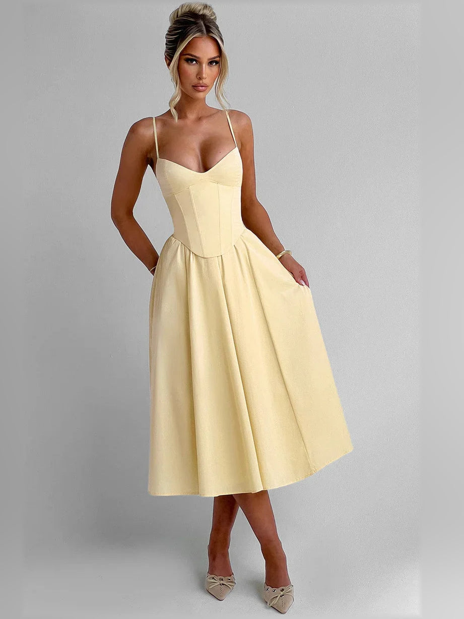Sweetheart Corset A-Line Tea-Length Formal Dress