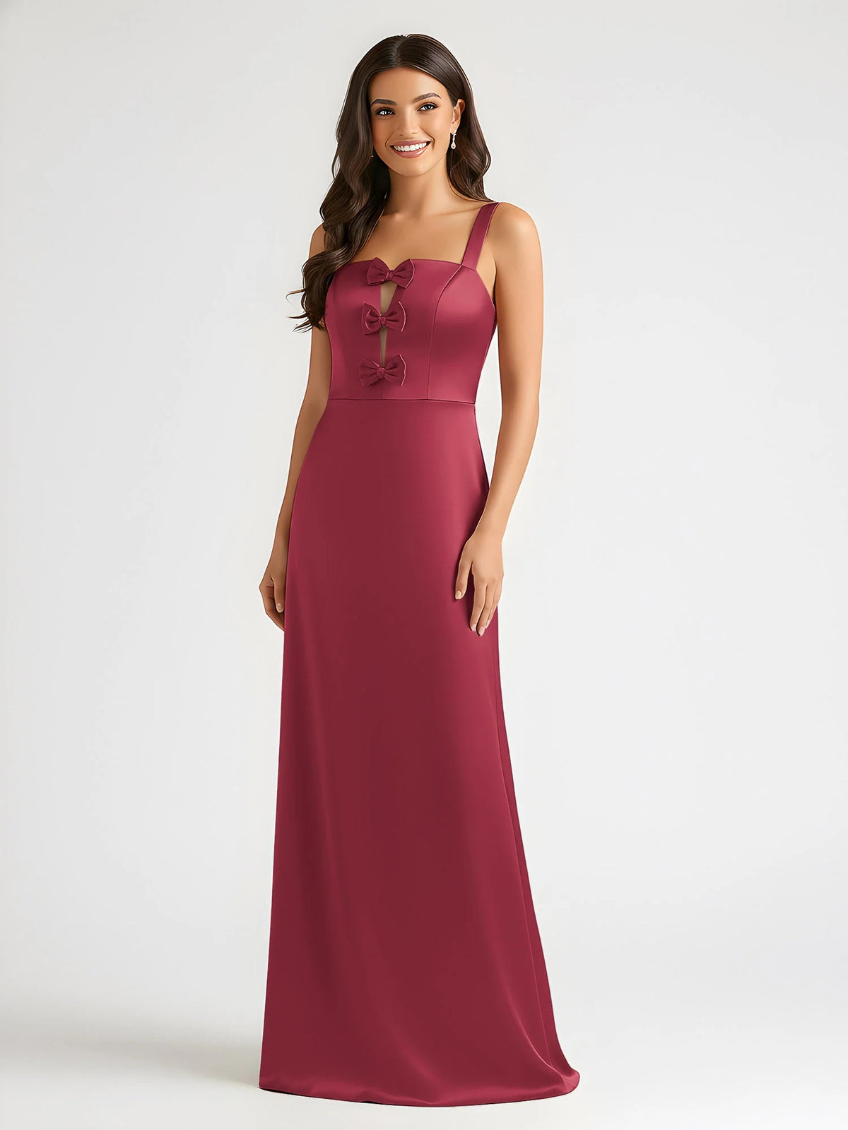 Draped Cut-Out Square Neck A-Line Maxi Satin Prom Dress for Prom Night