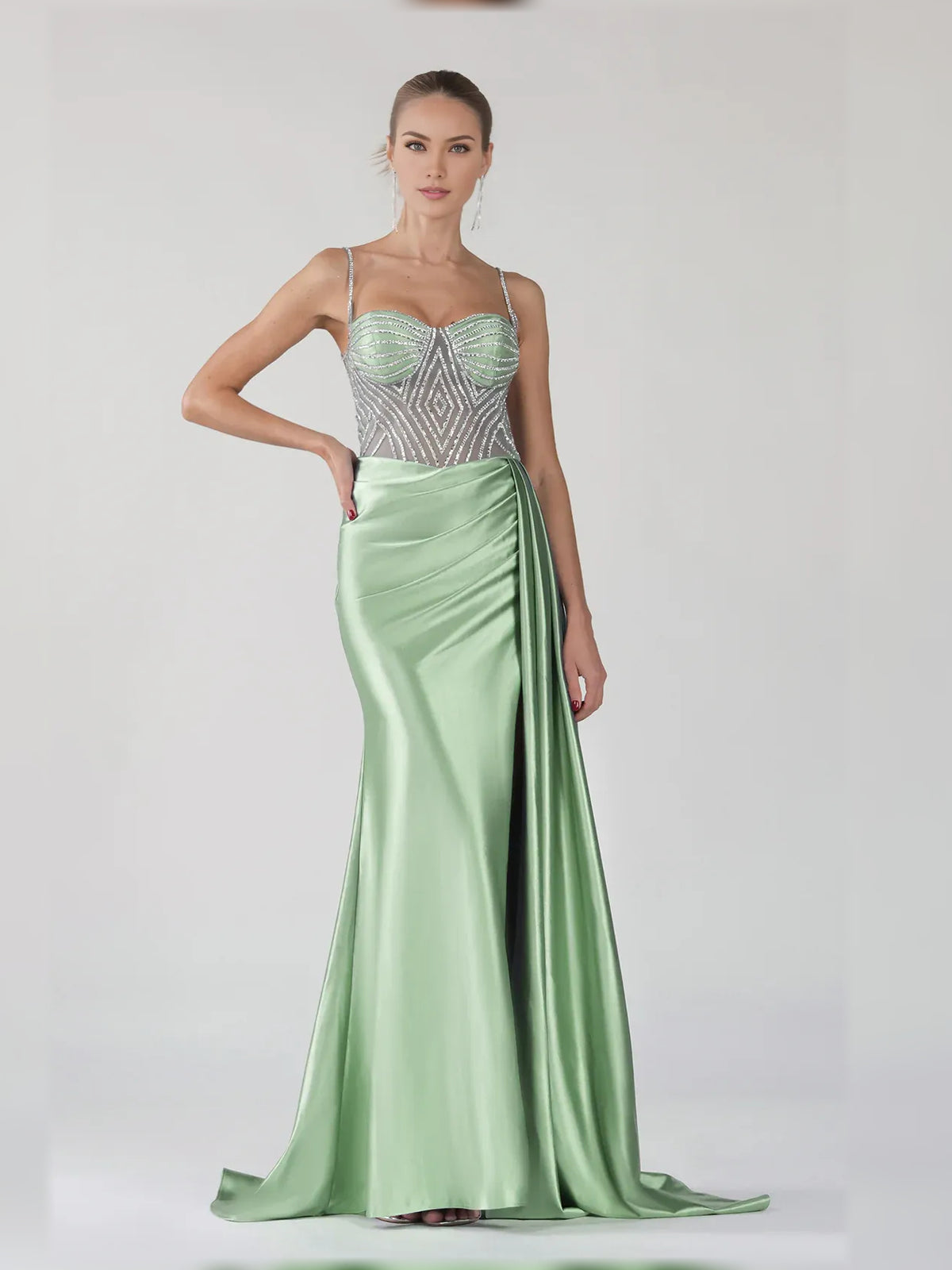 Sweetheart Spaghetti Strap Slit Floor-Length Formal Dress