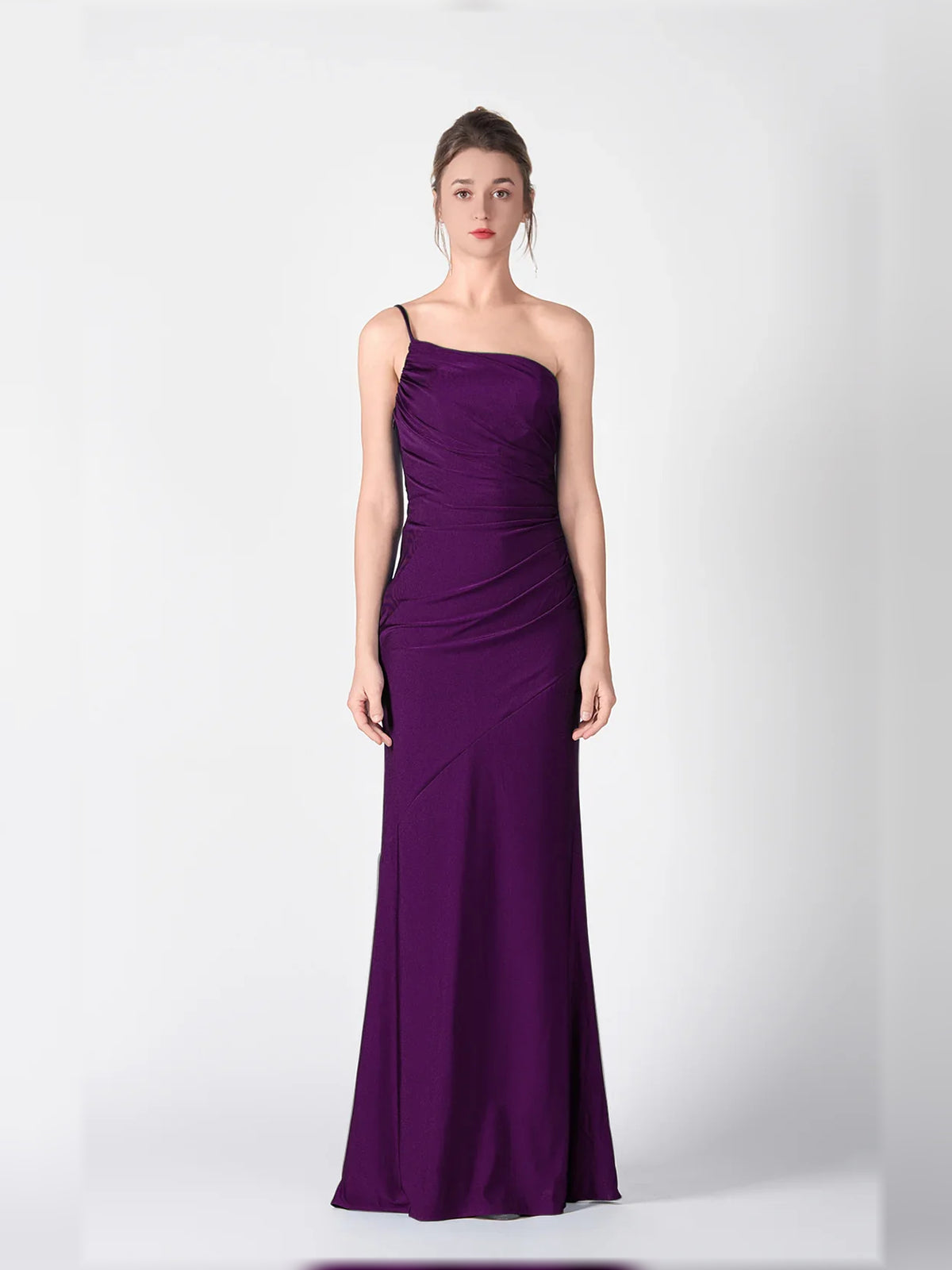 One-Shoulder Ruching Mermaid Floor-Length Elegant Formal Dress