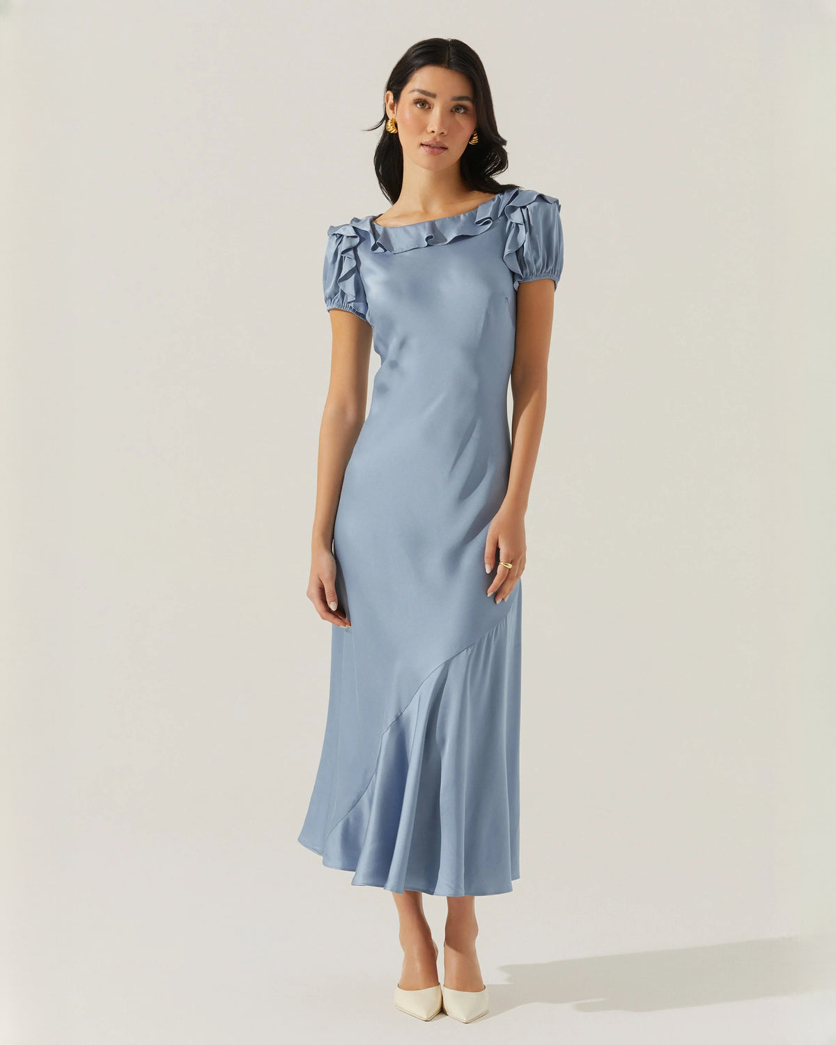 Refined Bridal Party Sleeveless Satin A-Line Midi Bridesmaid Dress