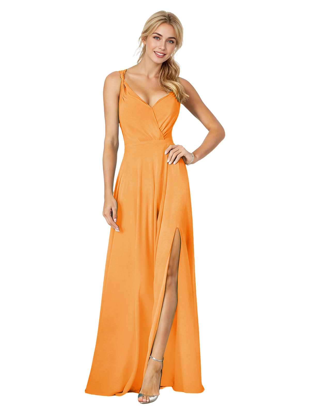 Sweetheart Chiffon Bridesmaid Dress with Spaghetti Straps and Slit