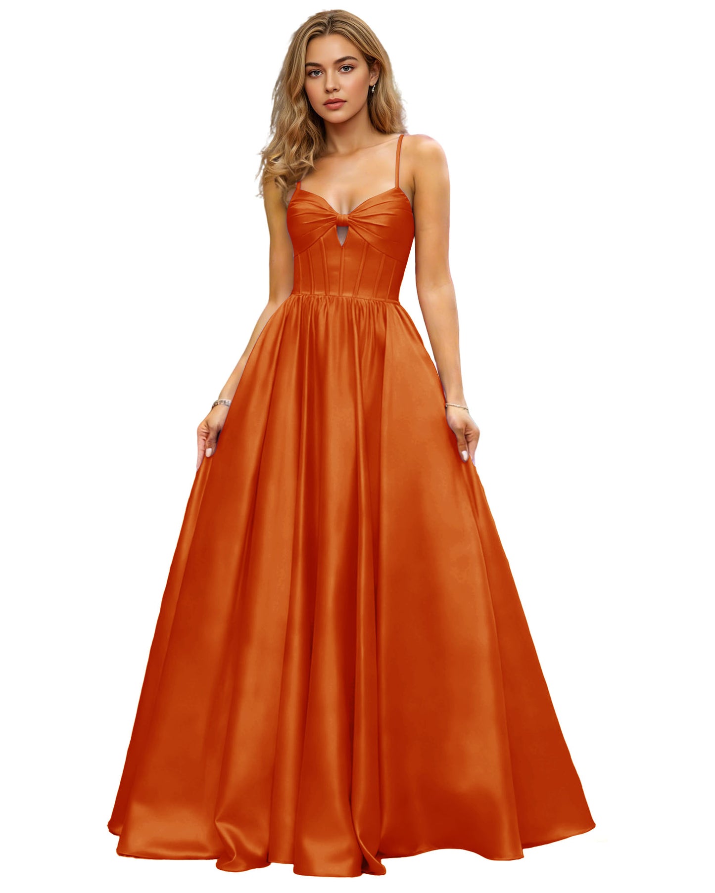 Spaghetti Strap Chiffon Empire Waist Prom Dress with Flowing dress