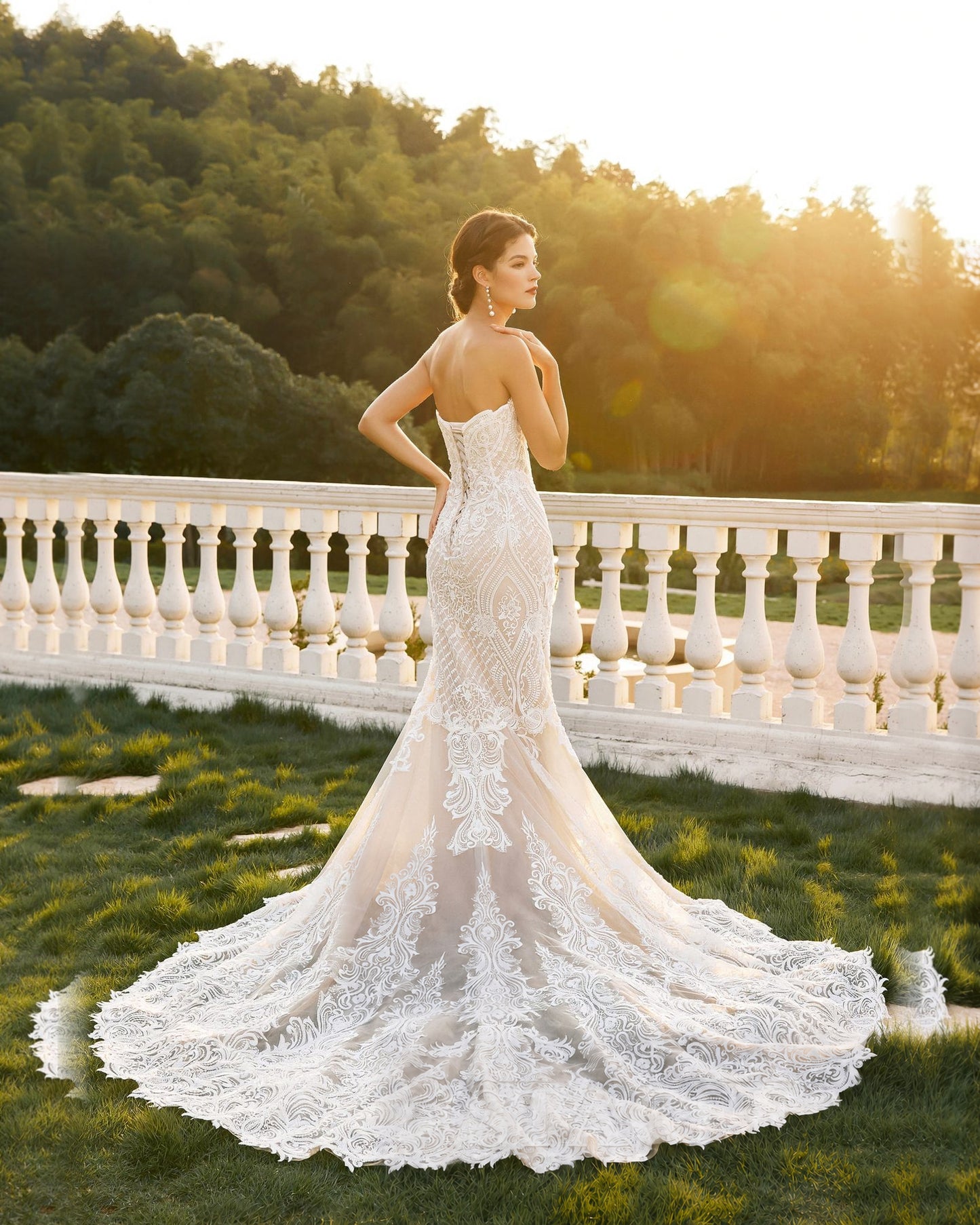 strapless sweetheart lace mermaid wedding dress - image 1