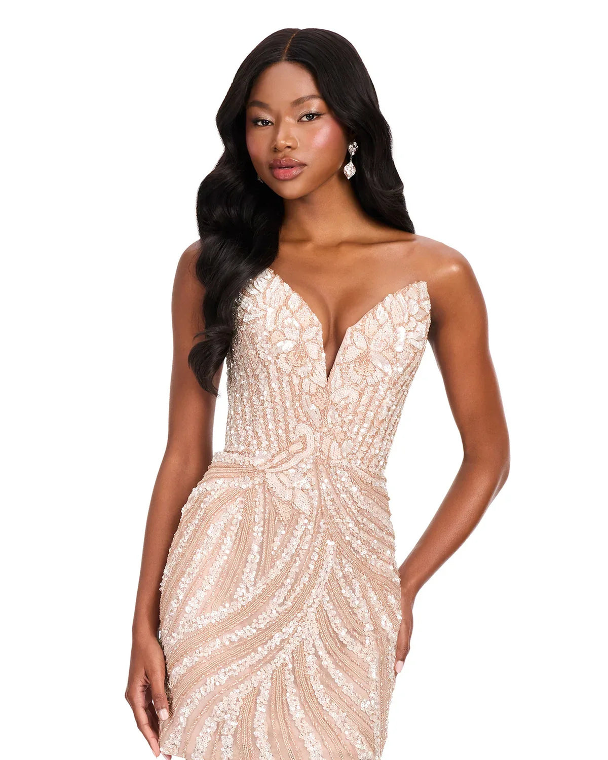 ashley lauren 4500 embellished v-neck mini homecoming dress - image 1