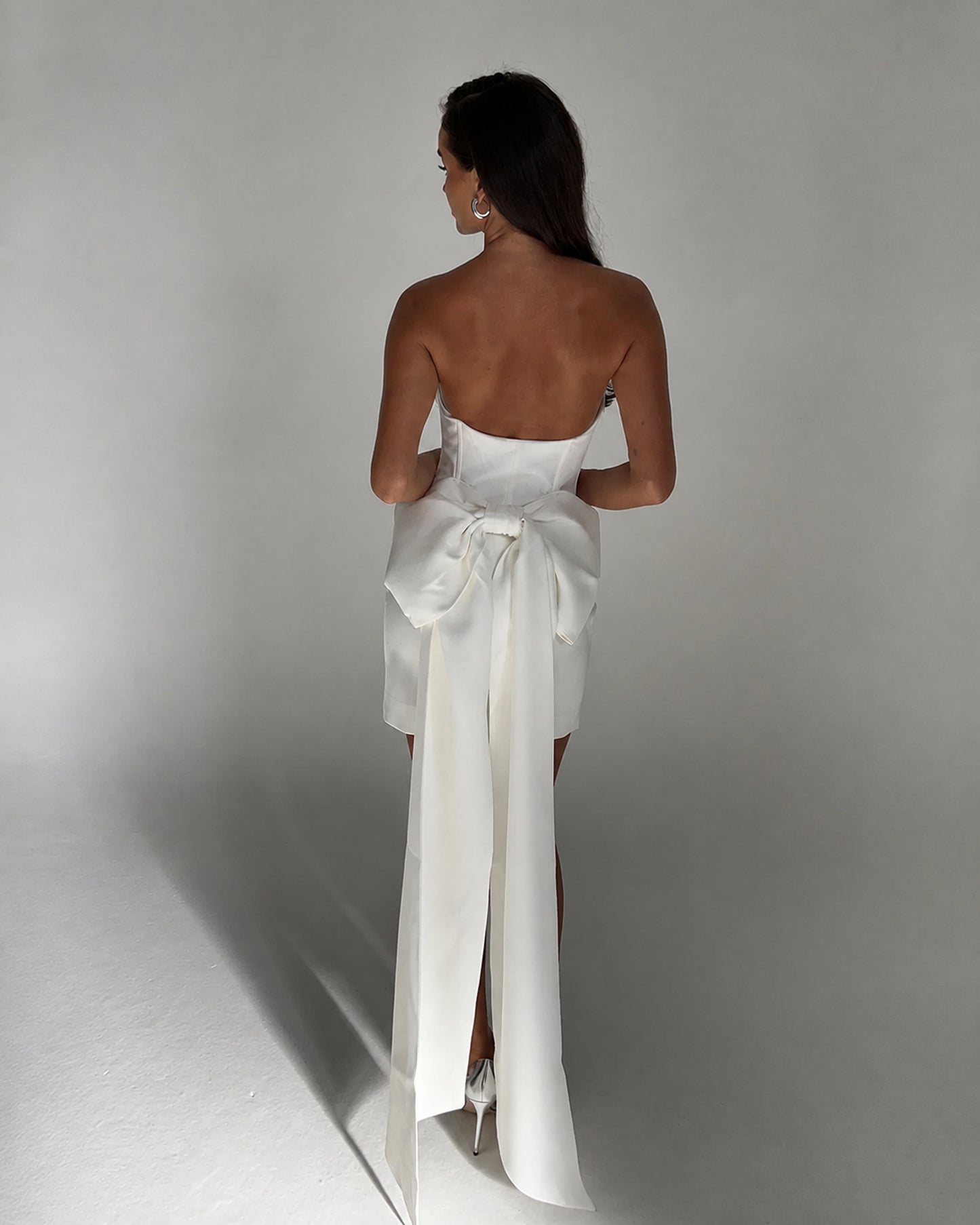 strapless sweetheart bow train homecoming dress - image 1