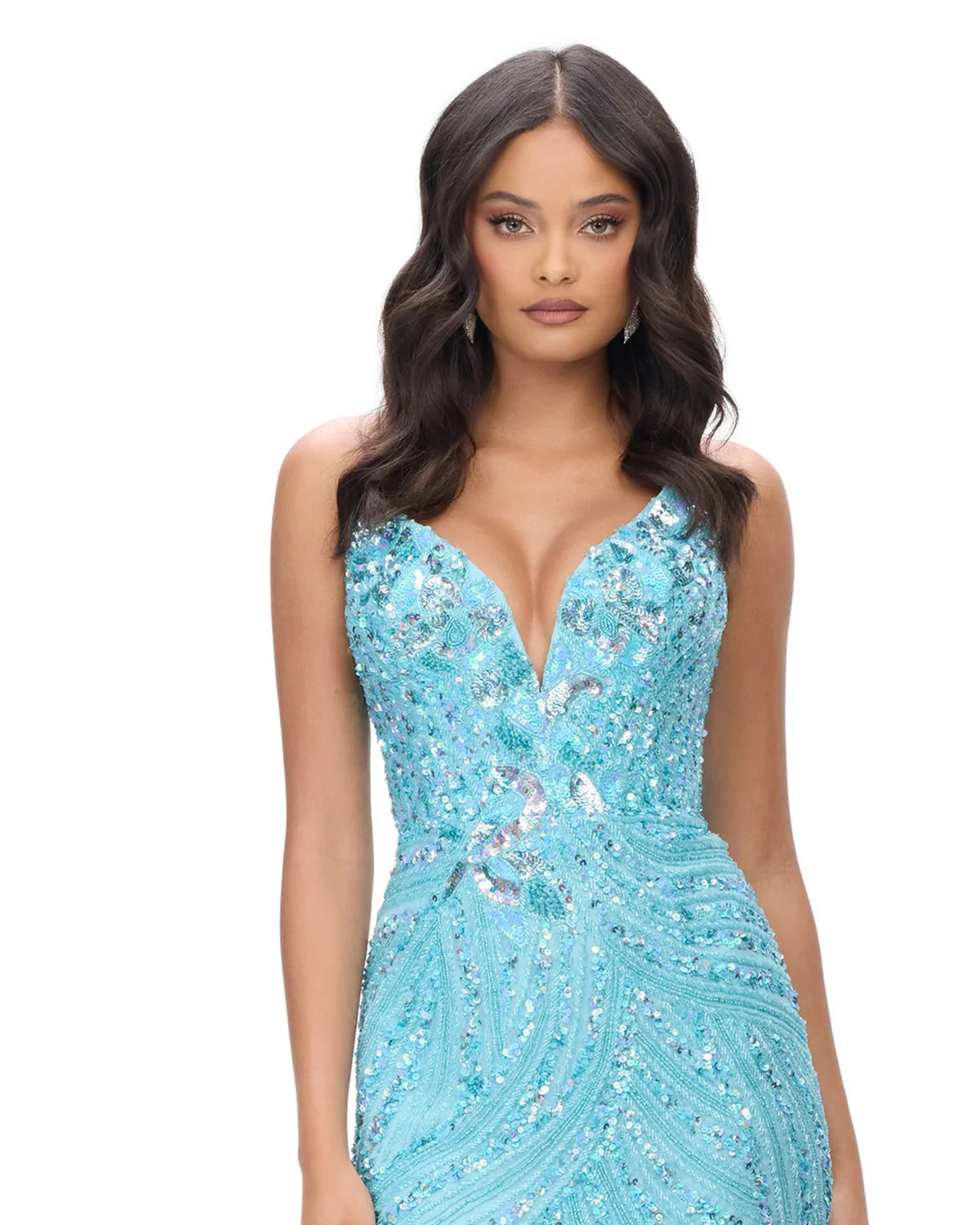 ashley lauren 4500 crystal v-neck bodycon mini homecoming dress - image 1