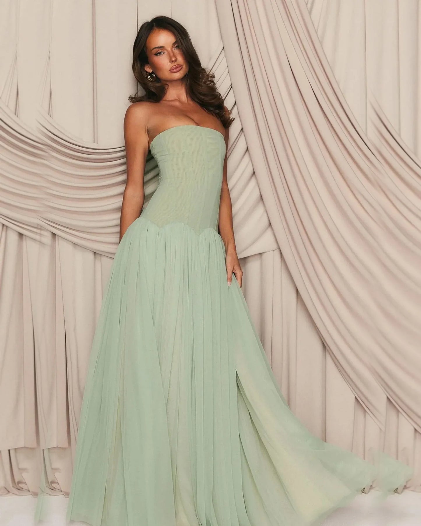 strapless drop waist tulle ball gown formal dress - image 1