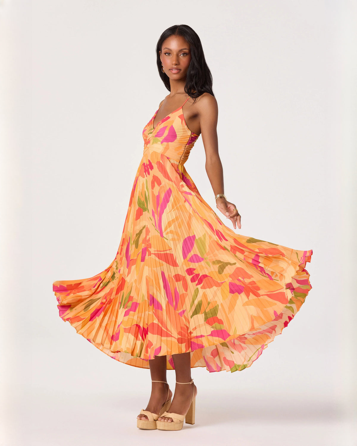 sleeveless chiffon a-line midi bridesmaid dress - image 1