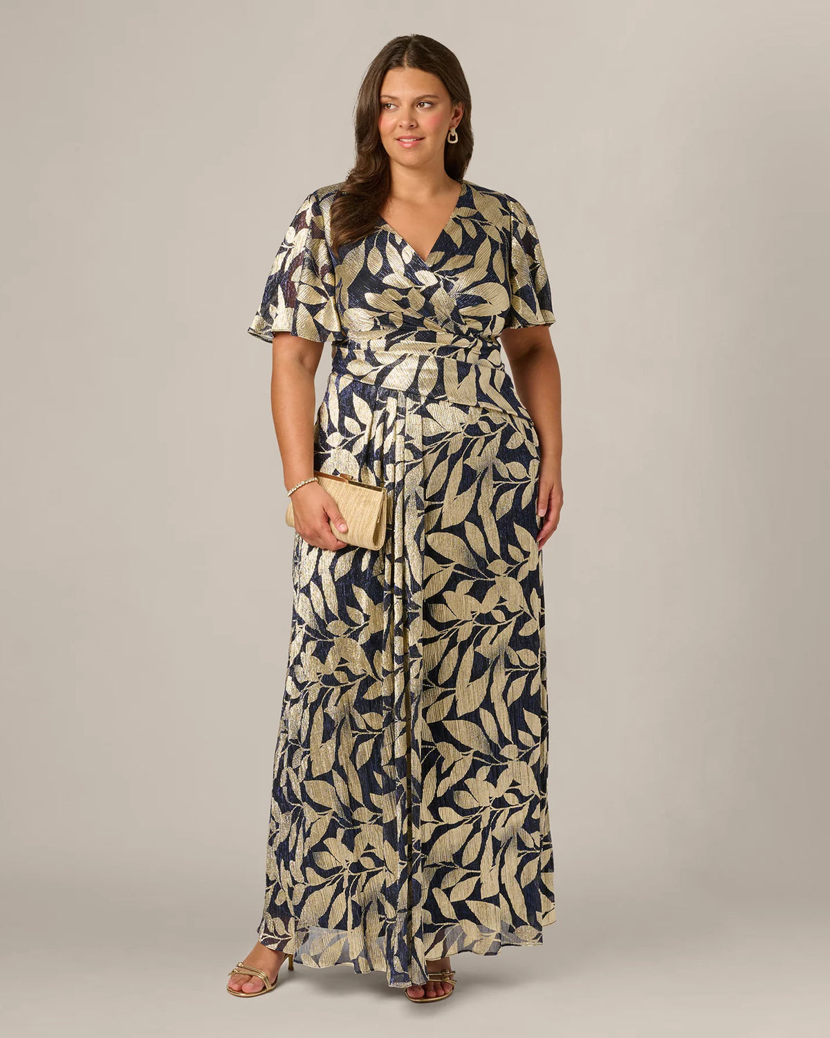 short-sleeve a-line maxi mother of the bride dress - image 1