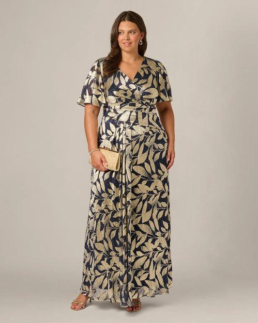 short-sleeve a-line maxi mother of the bride dress - image 1