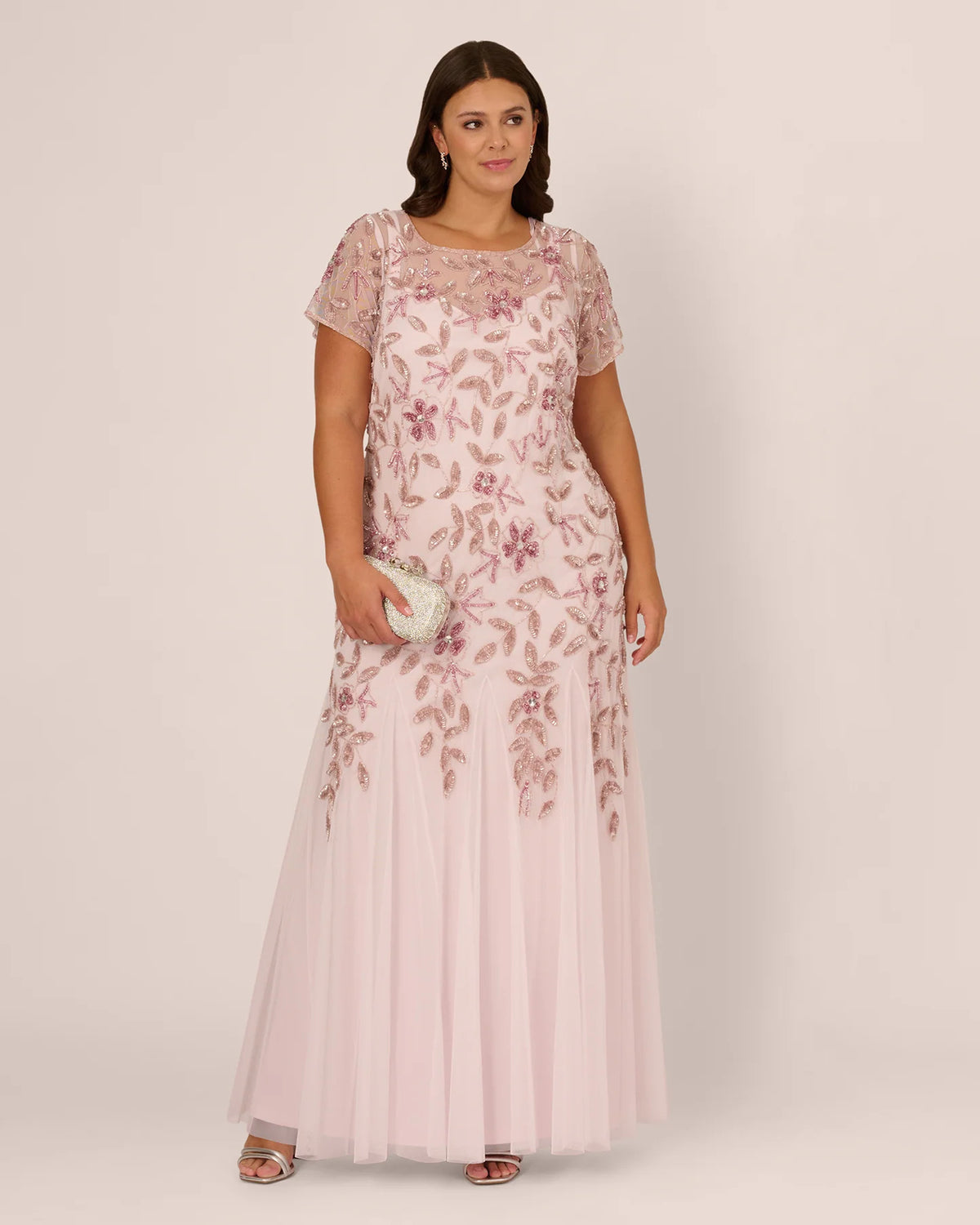 short-sleeve a-line maxi mother of the bride dress - image 1