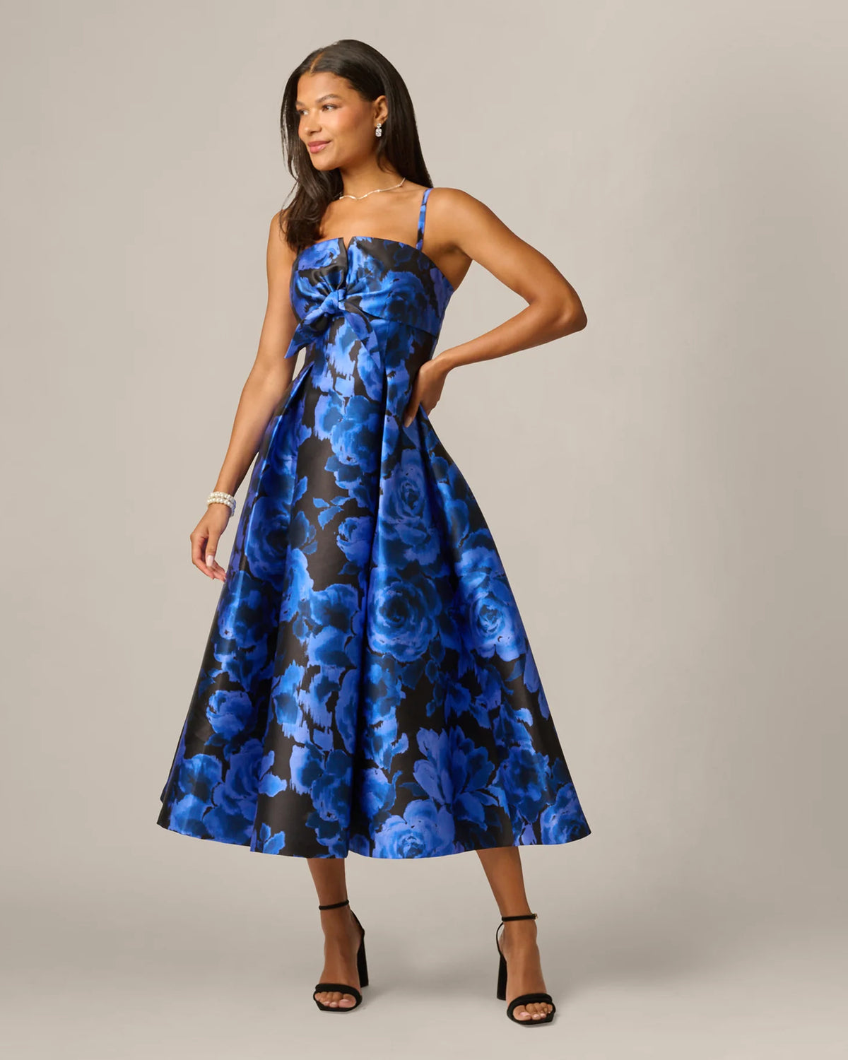 spaghetti strap a-line maxi mother of the bride dress - image 1