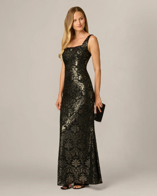 spaghetti strap a-line maxi mother of the bride dress - image 1