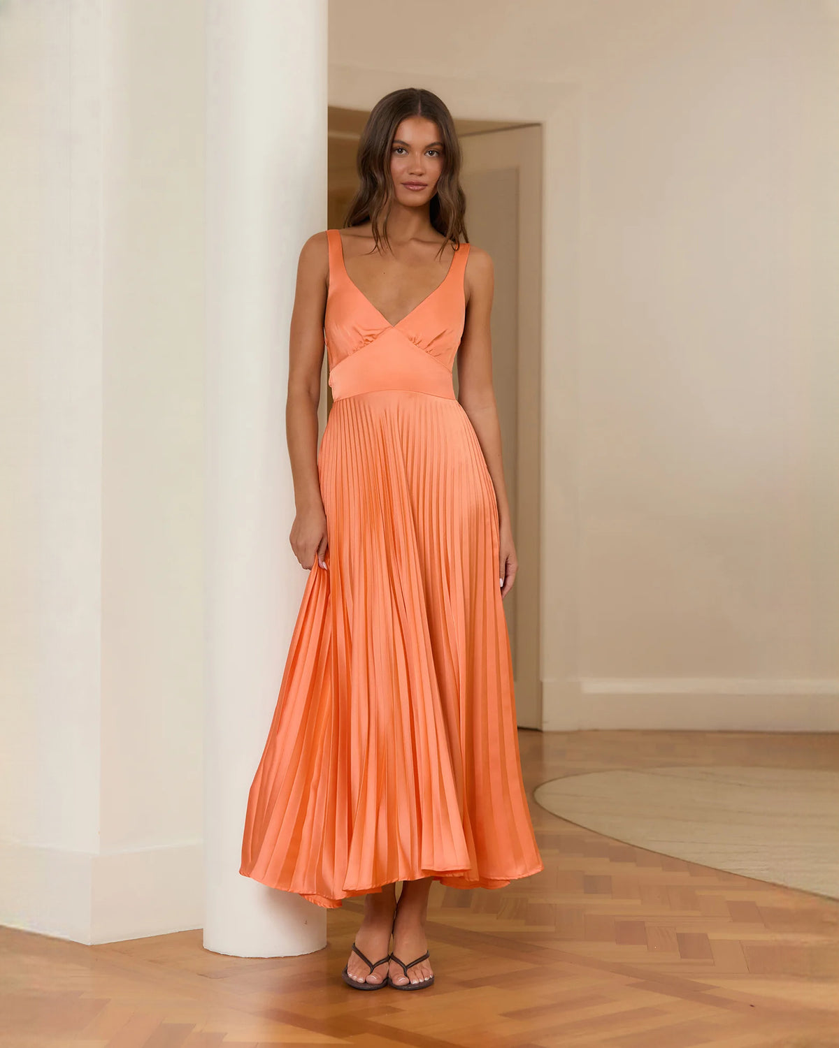 sleeveless chiffon a-line maxi bridesmaid dress - image 1