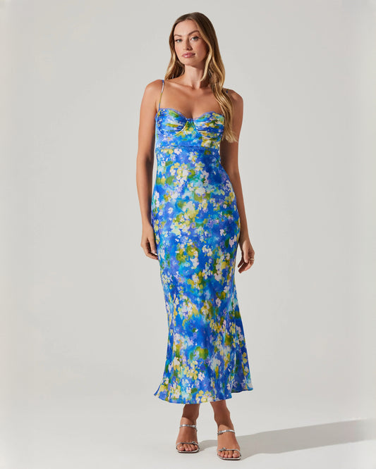 sleeveless satin a-line maxi bridesmaid dress - image 1