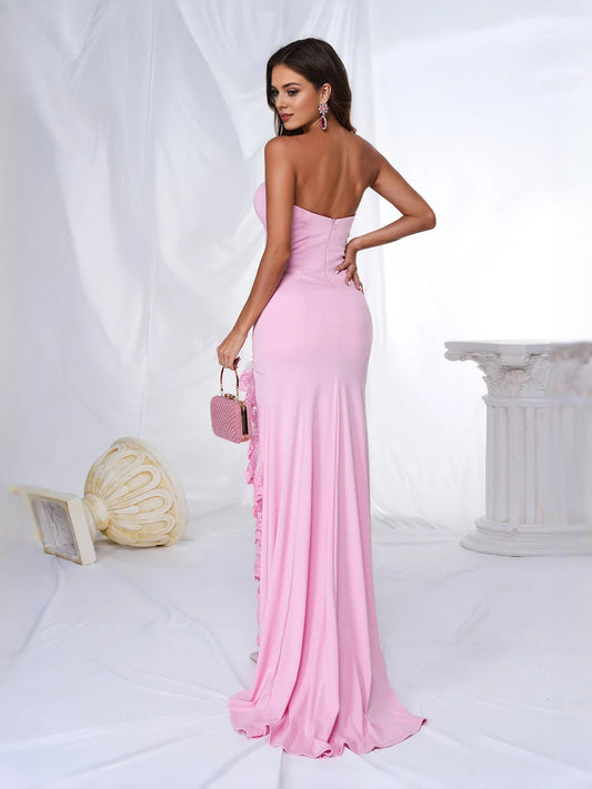 Light Pink floor-length prom dress, front view showing the mermaid silhouette