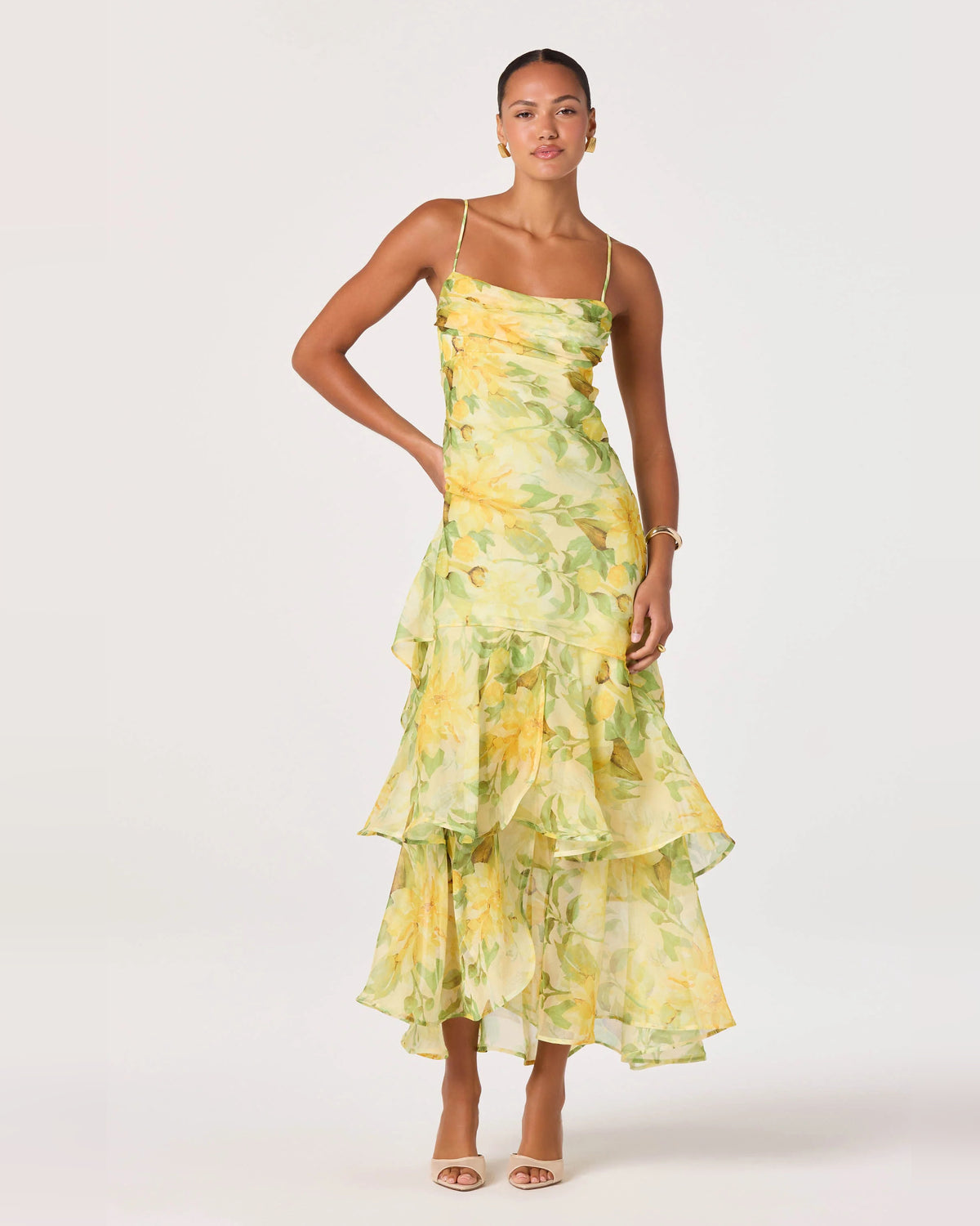 spaghetti strap a-line maxi homecoming dress - image 1