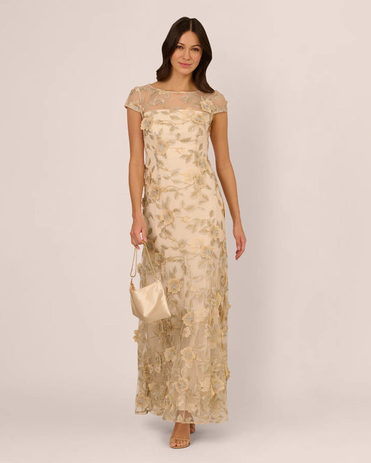 cap-sleeve a-line maxi mother of the bride dress - image 1