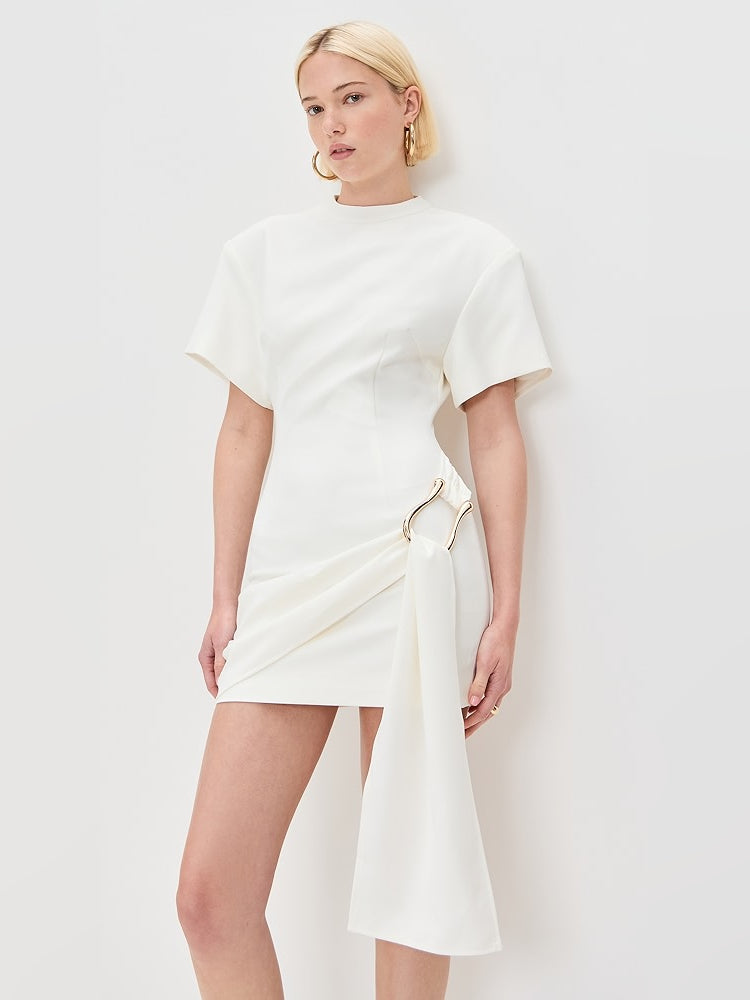 Orange mini homecoming dress, front view showing the silhouette