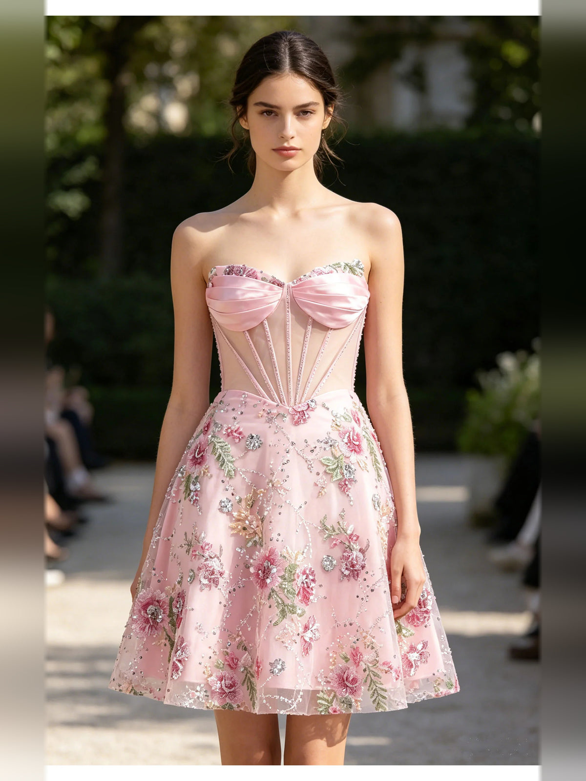 Light Pink short homecoming dress, alternate view showing the full-length silhouette