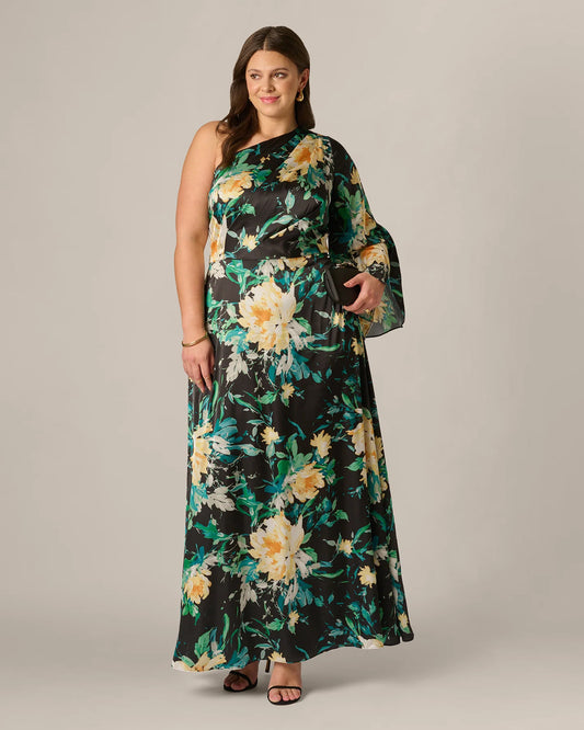 one-shoulder a-line maxi mother of the bride dress - image 1