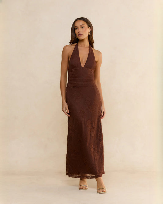 sleeveless mesh a-line maxi bridesmaid dress - image 1