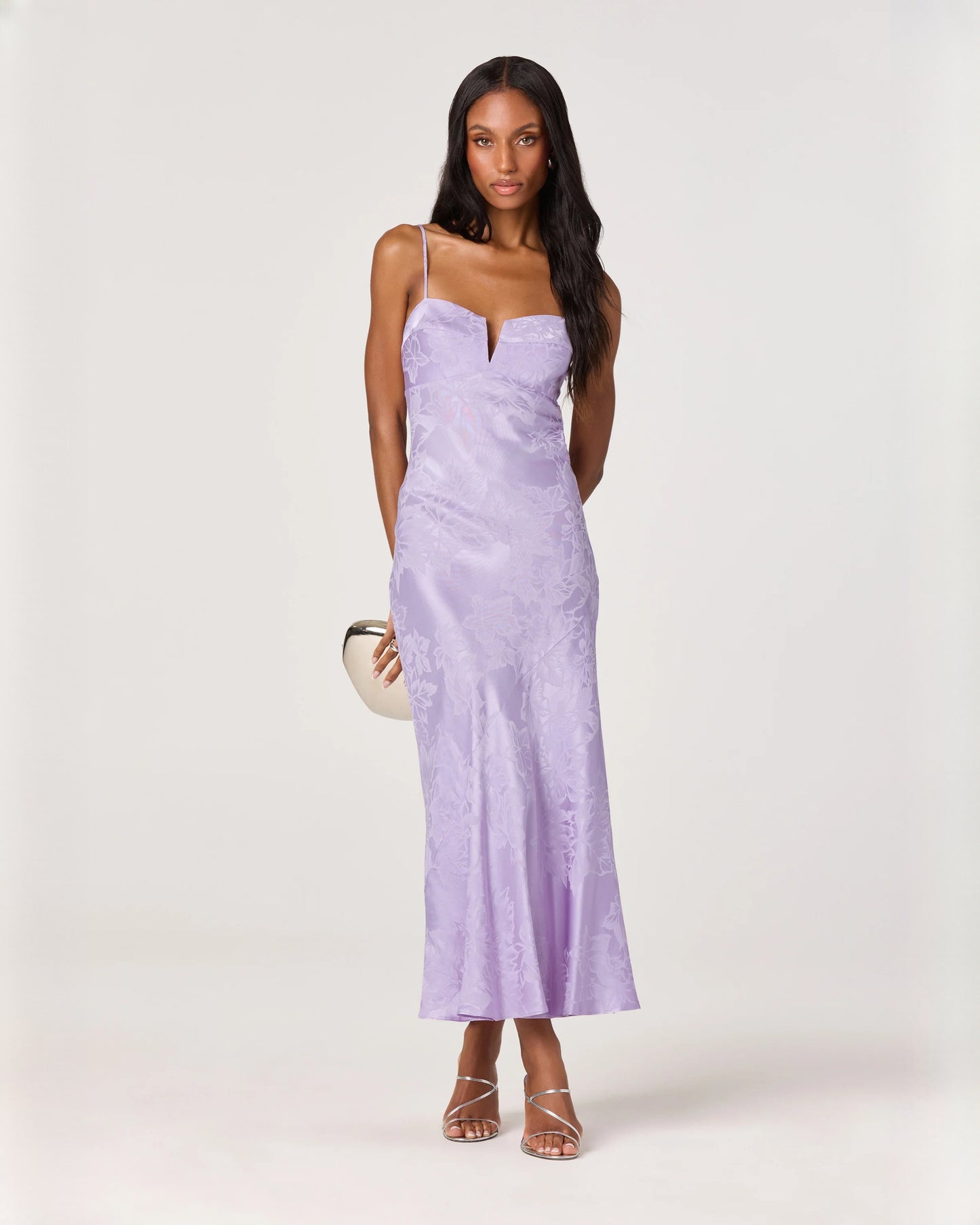 sleeveless satin a-line maxi bridesmaid dress - image 1