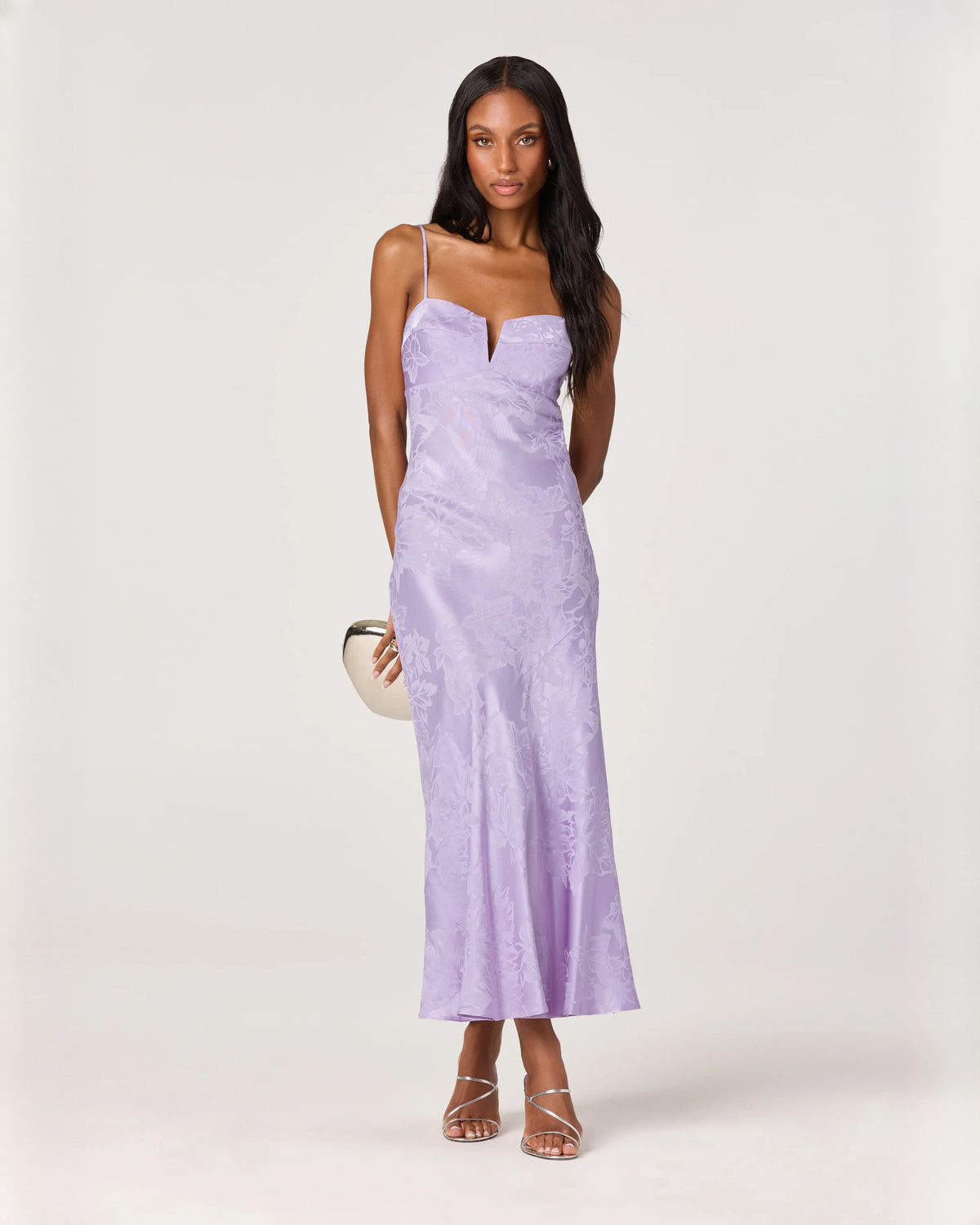 sleeveless satin a-line maxi bridesmaid dress - image 1