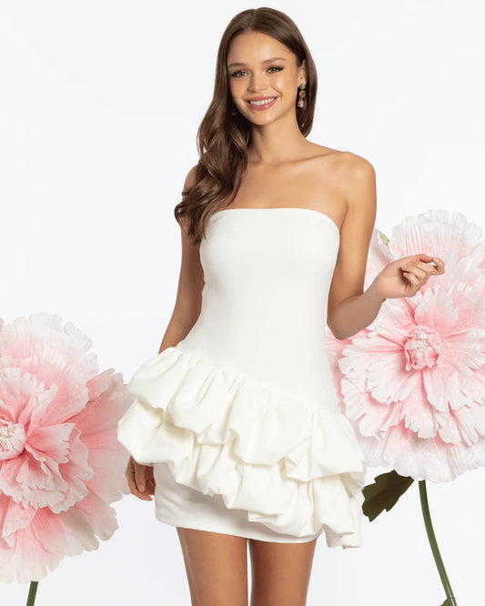 strapless a-line maxi homecoming dress - image 1