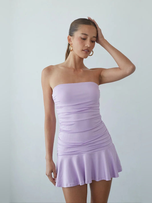 Orange mini homecoming dress, front view showing the silhouette
