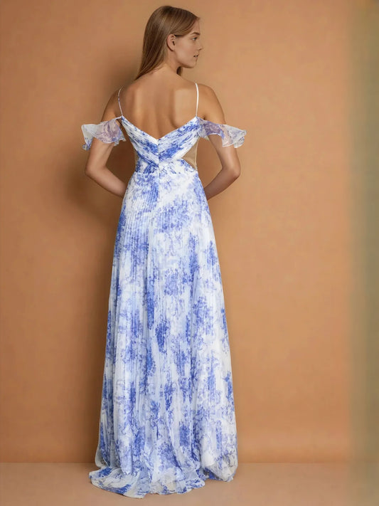 As Picture maxi prom dress, front view showing the a-line silhouette