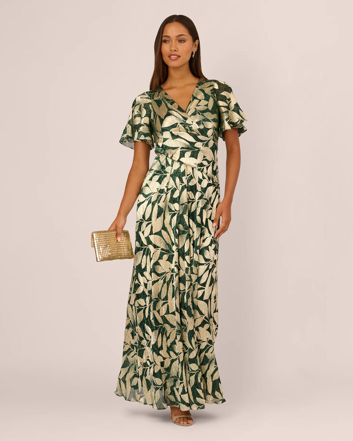 short-sleeve a-line maxi mother of the bride dress - image 1