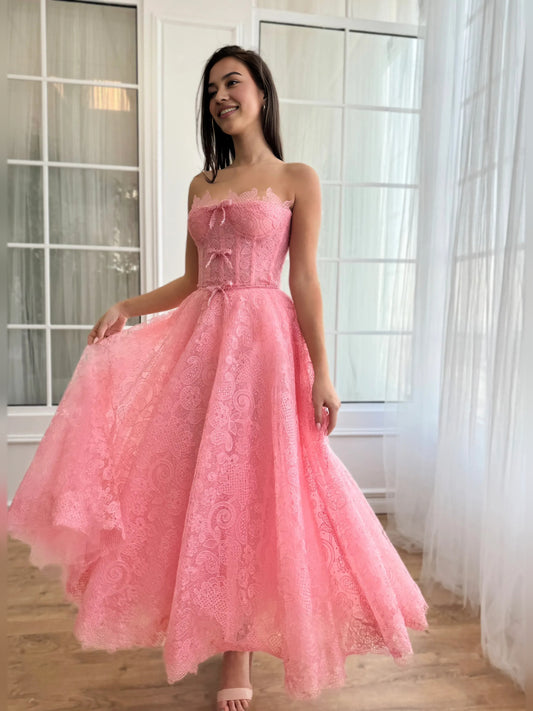 As Picture tea-length homecoming dress, alternate view showing the full-length silhouette