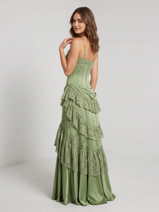 Sage Green floor-length bridesmaid dress, front view showing the mermaid silhouette