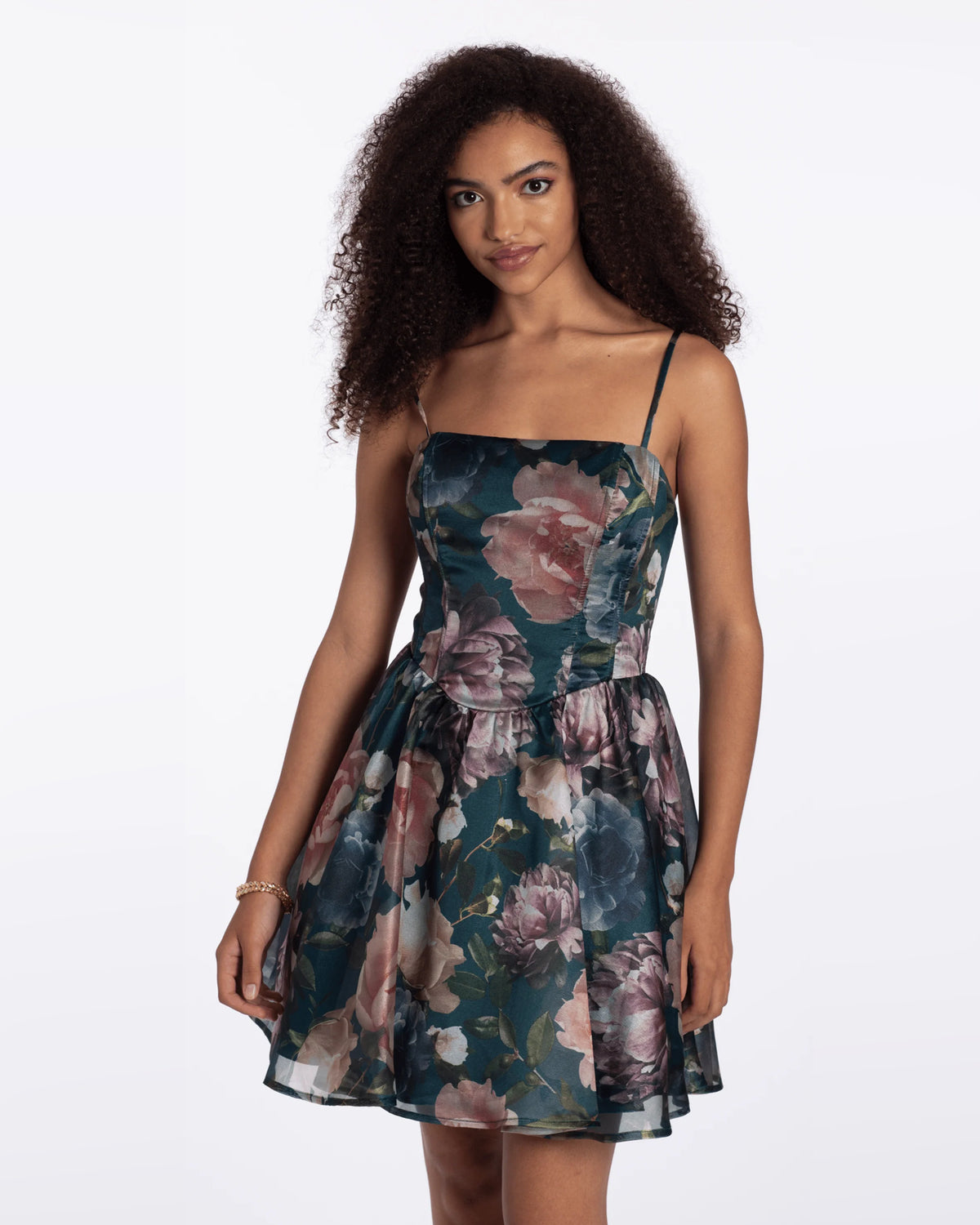 spaghetti strap fit-and-flare maxi homecoming dress - image 1