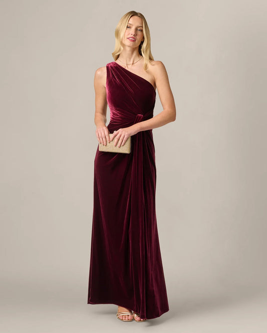 one-shoulder a-line maxi mother of the bride dress - image 1